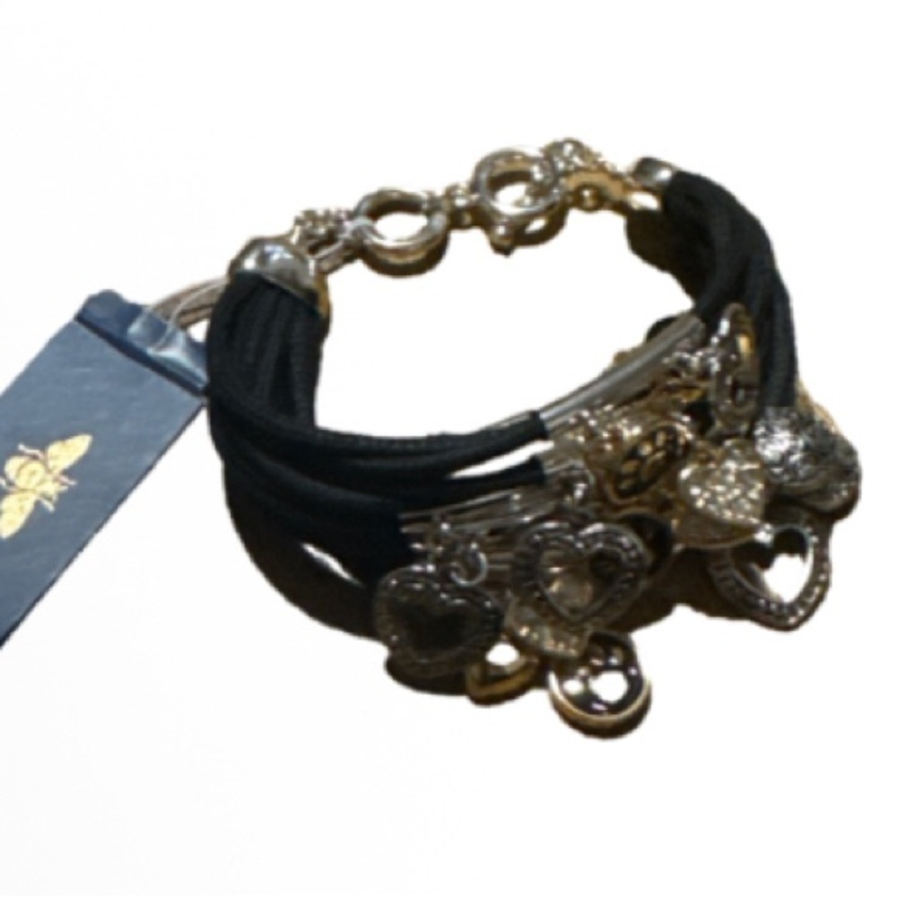 Elegant Silver and Black dog lovers Charm Bracelet